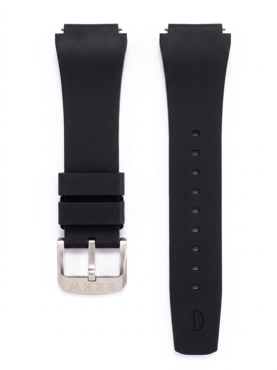 Metric - Black Solid Smooth Rubber Strap 20mm